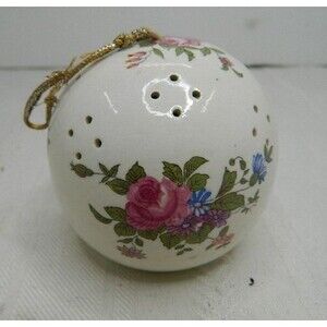Vintage Porcelain Pomander Potpourri Ball Scent Diffuser Pink/Blue Floral Japan